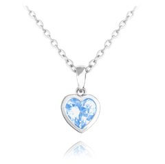 MINET Naszyjnik srebrny SERCE z niebieską cyrkonią
