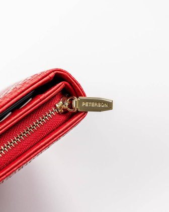 Duży portfel damski ze skóry ekologicznej z tłoczonym wzorem