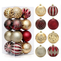 Komplet bombek bożonarodzeniowych 16 sztuk w opakowaniu średnica 8cm złote, czerwone BS58