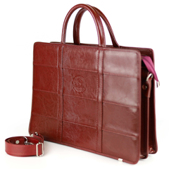 520 Teczka damska 2-komorowa pasy - wiśnia KEMER