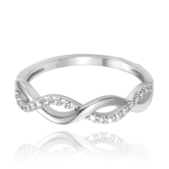 MINET Pierścien srebrny z białą cyrkonią wielkość 21