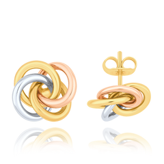 MINET Złote trójkolorowe kolczyki węzeł Au 585/1000 2,15g