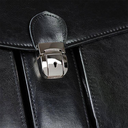 Skórzana teczka męska na laptopa ramię czarna - Pavone Nero Bolzano 2256 BL