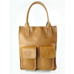 WOREK VERA PELLE KIESZENIE WŁOSKA SKÓRA POJEMNA XXL A4  CAMEL  BY44C