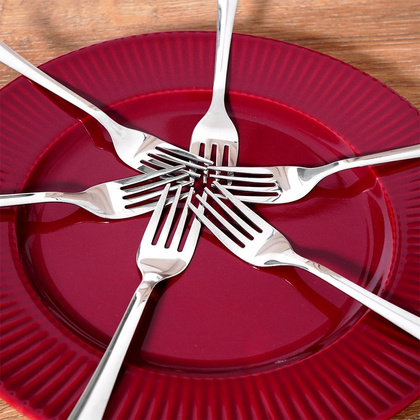 Widelczyki deserowe do ciasta stalowe srebrne zestaw 6 szt.