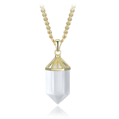 MINET Luksusowy pozłacany srebrny naszyjnik z naturalnym kryształem