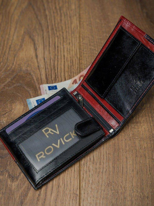 Skórzany portfel męski poziomy ze skóry n992-vt2 black-red
