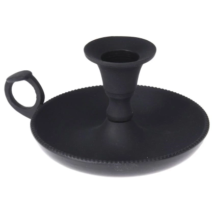 Świecznik aluminiowy z uchwytem podstawka pod świecę świeczkę loft retro czarny