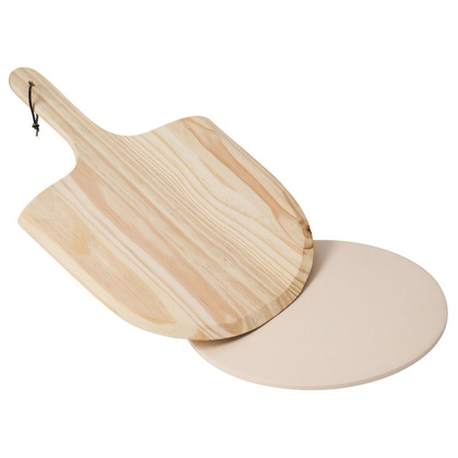 Kamień szamotowy do pieczenia pizzy forma na pizzę deska łopata nóż zestaw 3 el.