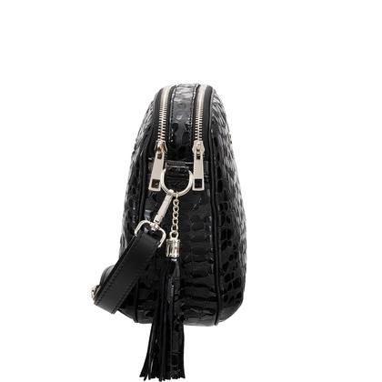 Listonoszka Canaletto ze skóry naturalnej z efektem kropli i srebrnymi wykończeniami TD808s258