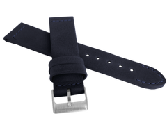 LAVVU Granatowy szyty pasek RETRO z luksusowej skóry Top Grain - 22