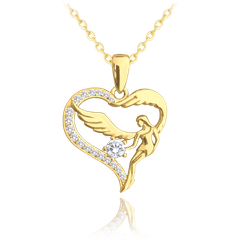 MINET Pozłacany naszyjnik srebrny ANIOŁ z cyrkonia