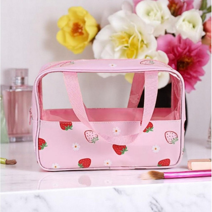 Kosmetyczka rozkładana przenośna kuferek rozmiar M 31x10x20cm TRUSKAWKI KS148