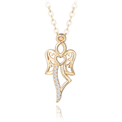 MINET Pozłacany naszyjnik srebrny ANIOŁ z cyrkoniami