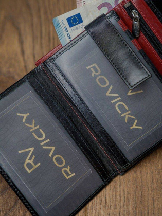 Skórzany portfel pionowy dwukolorowy składany