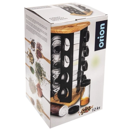 Stojak na przyprawy obrotowy półka przyprawnik pojemniki z dozownikiem 12 sztuk