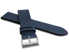 LAVVU Granatowy szyty pasek SLIM z luksusowej skóry Top Grain - 20