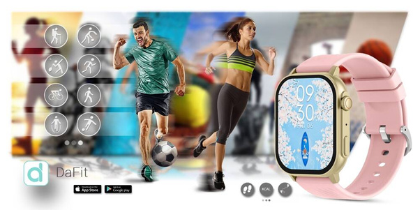 Smartwatch Gravity GT15-7 Różowy Pasek Silikonowy + Złota Bransoleta