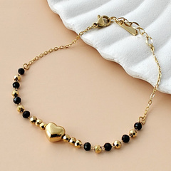 Bransoletka na rękę stal chirurgiczna pozłacana 14k złotem, serce - BST1547