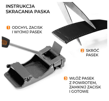 Skorzany pasek meski z prazkowana automatyczna klamra