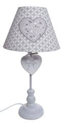 Lampa drewniana biało-szara z haftowanym sercem