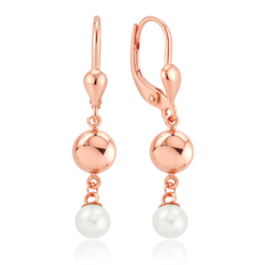 MINET Złote kolczyki z różowego złota z kulkami i perłami Au 585/1000 2,35g