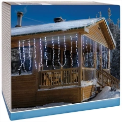 LAMPKI CHOINKOWE KURTYNA ŚWIETLNA WATERFALL ZEW 220 LED ZIMNY BIAŁY 5 PRĘDKOŚCI