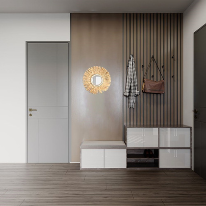 Lustro okrągłe wiszące w naturalnej ramie z koralikami ścienne do salonu rafia boho 40 cm