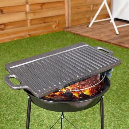 Płyta grillowa żeliwna patelnia dwustronna 45,5x23 cm