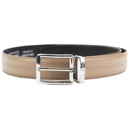 Pasek męski skórzany PIERRE CARDIN LG 0103/35 Beżowy / Niebieski