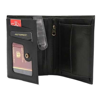 Skórzany męski portfel Peterson PTN 303.01 czarny