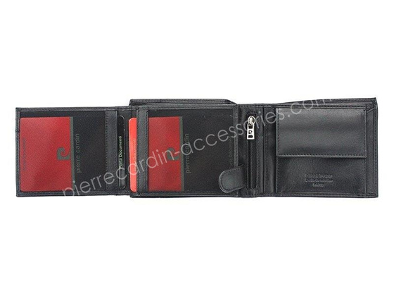 Portfel męski skórzany PIERRE CARDIN TILAK07 325 Czarny / Bordowy