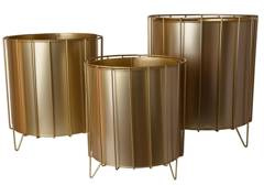 Kpl. 3 kwietników metalowych złotych na złotym stelażu