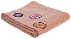 60x110cm ręcznik łososiowy w kwiatki duży