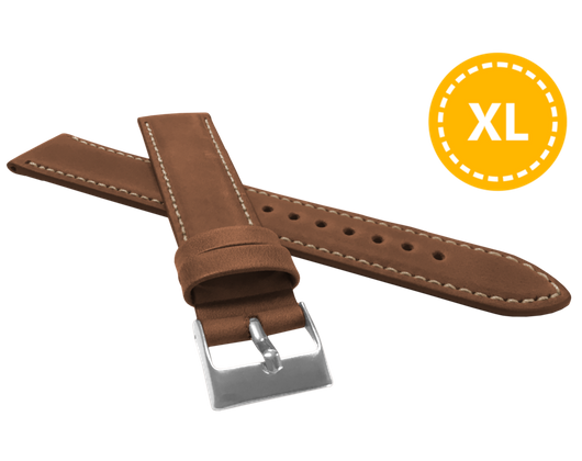 LAVVU XL Wyściełany brązowy szyty pasek SPORT z luksusowej skóry Top Grain - 18