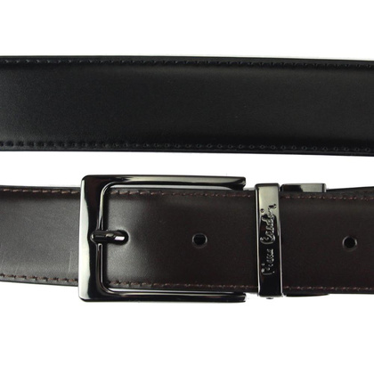 Klasyczny pasek męski Pierre Cardin FWJX5 DOUBLE BLACK-BROWN 