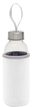 Szklana butelka TAKE WELL,biały/transp