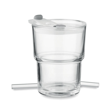 Szklany kubek ze słomką 400ml