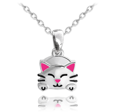 MINET X CLOCKODILE Dziecięcy srebrny naszyjnik KOT