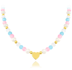 MINET Pozłacany srebrny naszyjnik z naturalnymi perłami i kolorowe kulki - Ag 925/1000 20,85g
