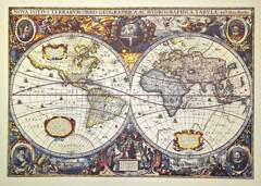 Mapa świata 1630r. - J.Hondius reprint - M1630 - Prezent dla historyka