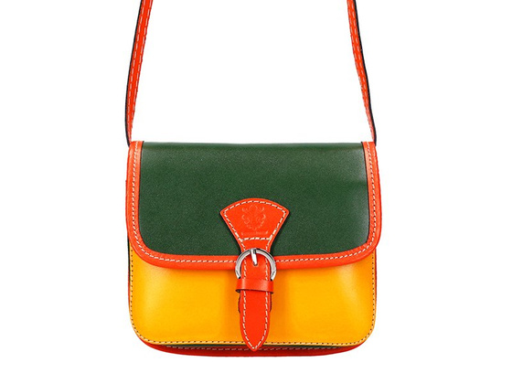 Torebka damska skórzana KEMER 112 pomarańczowy + granat