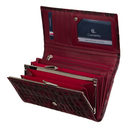 Portfel damski Canaletto ze skóry licowej bordo z RFID PD1602s314 RFID