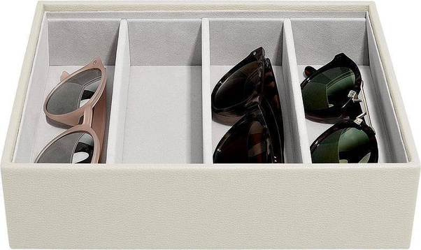 Pudełko na okulary Stackers Classic jasnobeżowe 4 komorowe
