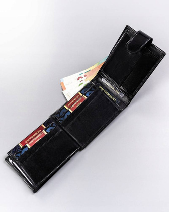 Maly skorzany portfel meski na zatrzask