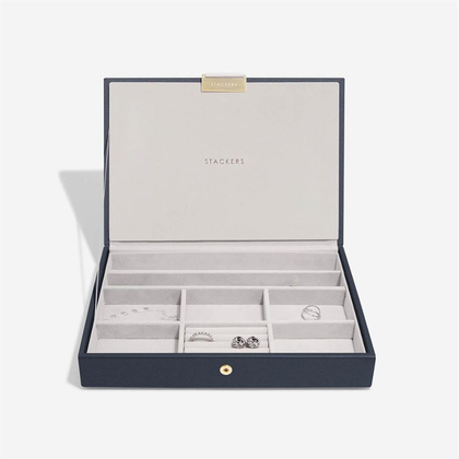 Szkatułka na biżuterię Stackers Pebble pięcioelementowa classic granatowa