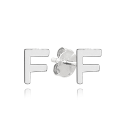 MINET Srebrne kolczyki litera "F"