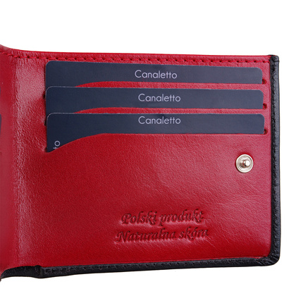 Czarny portfel skórzany Canaletto z ochroną RFID – elegancja i funkcjonalność na co dzień PD1167s163165 RFID
