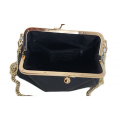 Włoska kopertówka listonoszka biglówka Vera Pelle złote okucia łańcuszek LKB35N