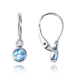 MINET Dziecięce złote kolczyki z białego złota z białymi i niebieskimi cyrkoniami Au 585/1000 1,60g